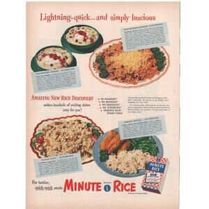 Minute Rice / Velon Curtains Advertisement Color 1950 Vintage Food Home Decor